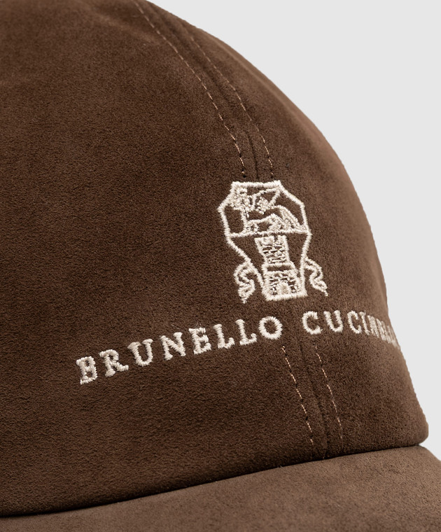 Brunello Cucinelli Коричневая замшевая кепка MPCLF9850 изображение 4
