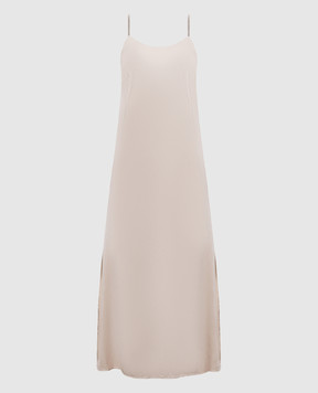 Peserico Бежева сукня міді з ланцюжком моніль A0205906638