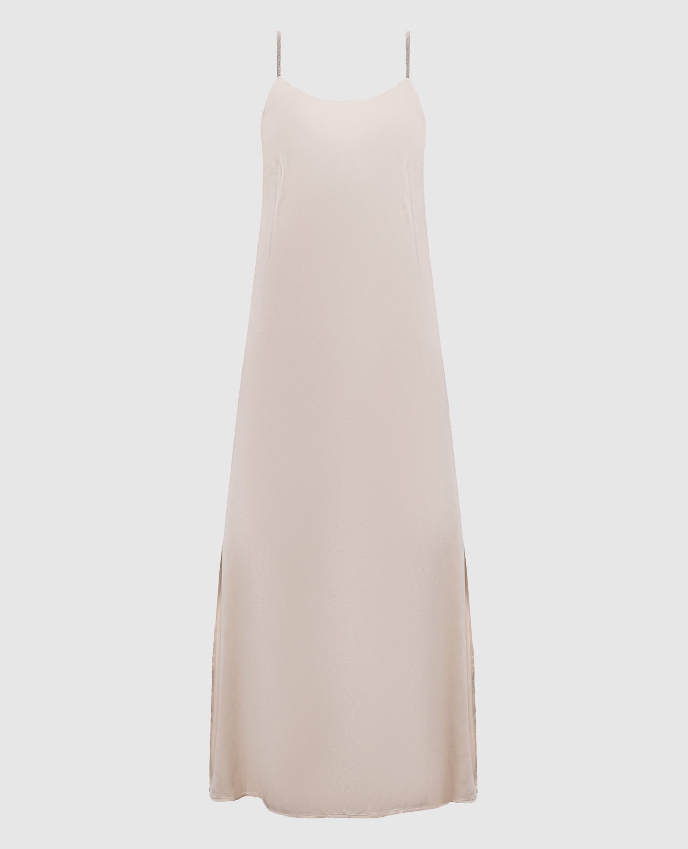 Бежевое платье миди с цепочкой мониль