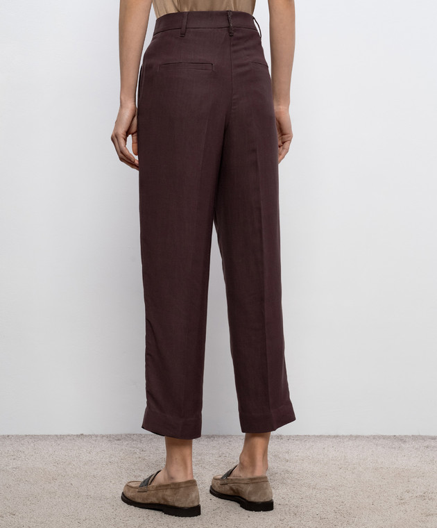 Brunello Cucinelli Синие брюки с леном с цепочкой мониль MH126P8292 изображение 4