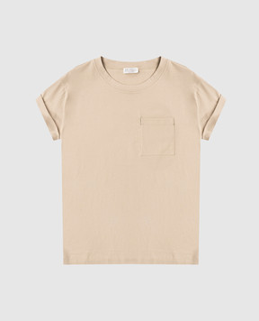 Brunello Cucinelli Дитяча бежева футболка з ланцюжком B0T81T458C