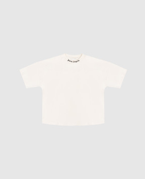 Palm Angels Дитяча футболка кольору айворі з принтом логотипа PBAA002S26JER001