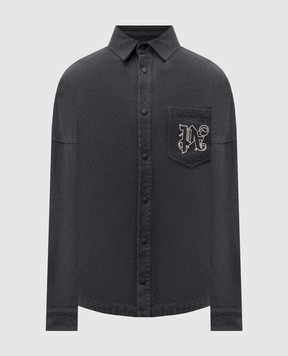 Palm Angels s Серая рубашка с вышивкой монограммы логотипа PMES002E23FAB001