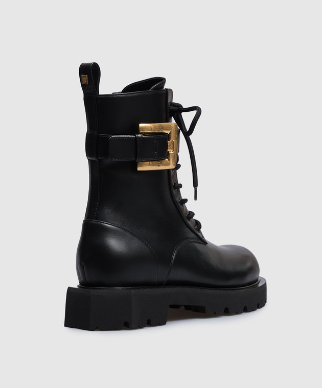 Balmain Чорні шкіряні черевики HN1TC292LVIT зображення 3