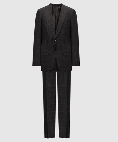 Сірий костюм з вовни в клітинку