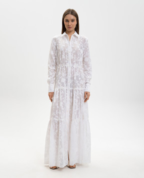 Ermanno Scervino Life Біла сукня-сорочка максі з вишивкою D484Q611YIYI