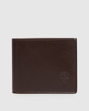 Brunello Cucinelli Коричневый кожаный портмоне с тиснением эмблемы MWVEBU006