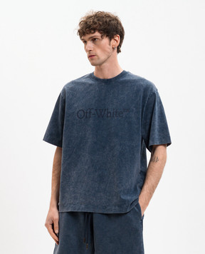 Off-White Синя футболка з вінтажним ефектом 44MAA120S26J009