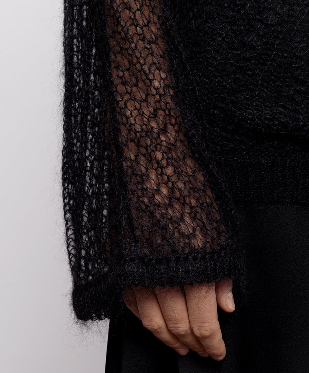 Ann Demeulemeester Черный ажурный свитер Christabel Bias Cut из мохера и шелка B0014335KN069 изображение 5
