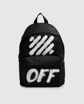 Off-White Черный рюкзак с принтом Diag Spray OWMNB13F26FB01