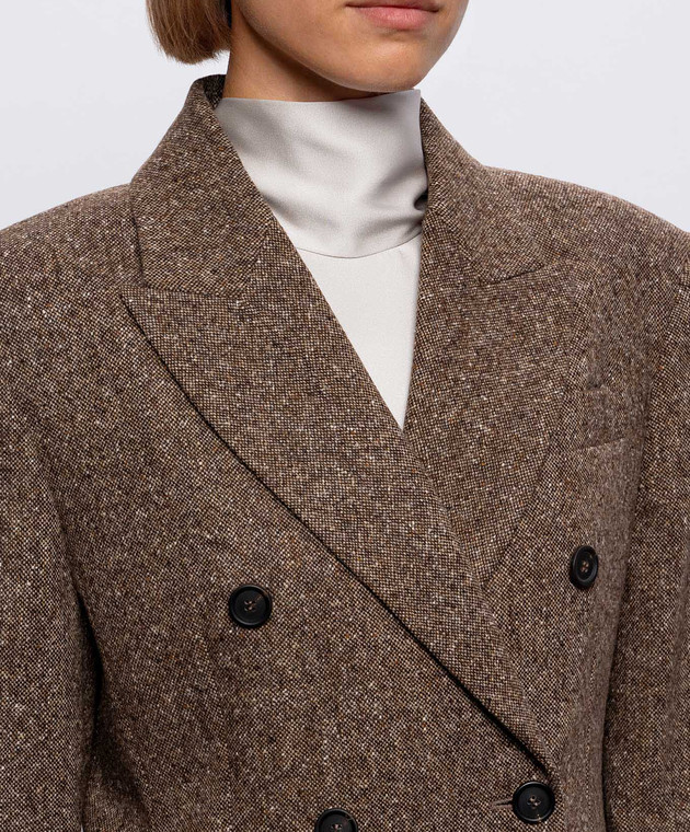 Brunello Cucinelli Коричневый двубортный жакет с шерстью MD0027246 изображение 5