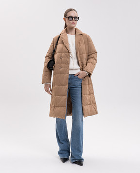Twinset Коричневая двубортная удлиненная куртка 262TP2640