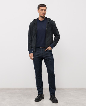 Cashmere&Whiskey Синя замшева куртка з капюшоном DF866