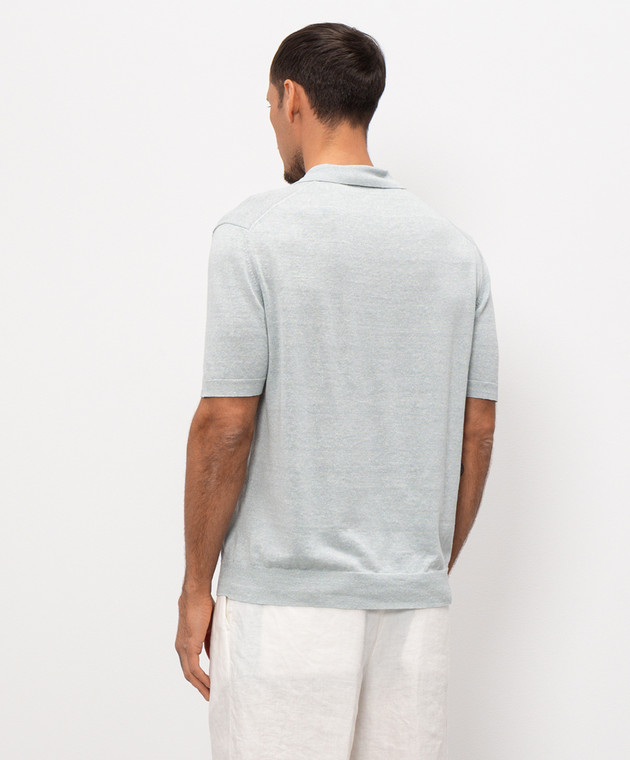 Pini Parma Блакитне поло з льоном POLOCOLIWAGR зображення 4