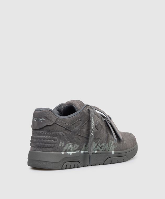 Off-White Серые замшевые кроссовки Out Of Office OMIA189S26LEA006 изображение 3