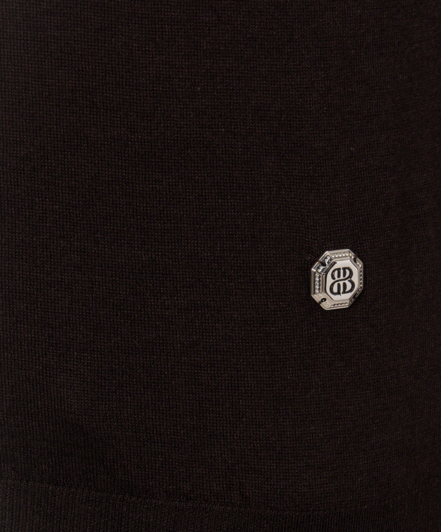 Bertolo Cashmere Коричневое поло из шерсти и шелка с молнией 900837000006 изображение 5