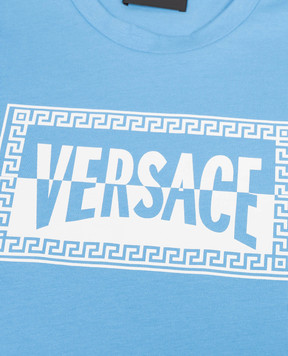 Versace Дитяча блакитна футболка з логотипом 10183421A16958