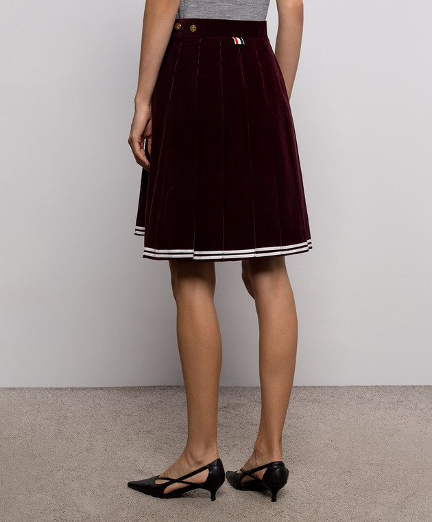 Thom Browne Бордовая вельветовая юбка-плиссе FGCA37NF0957 изображение 3