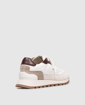 Brunello Cucinelli Белые кожаные кроссовки с цепочкой мониль MZGSG3028