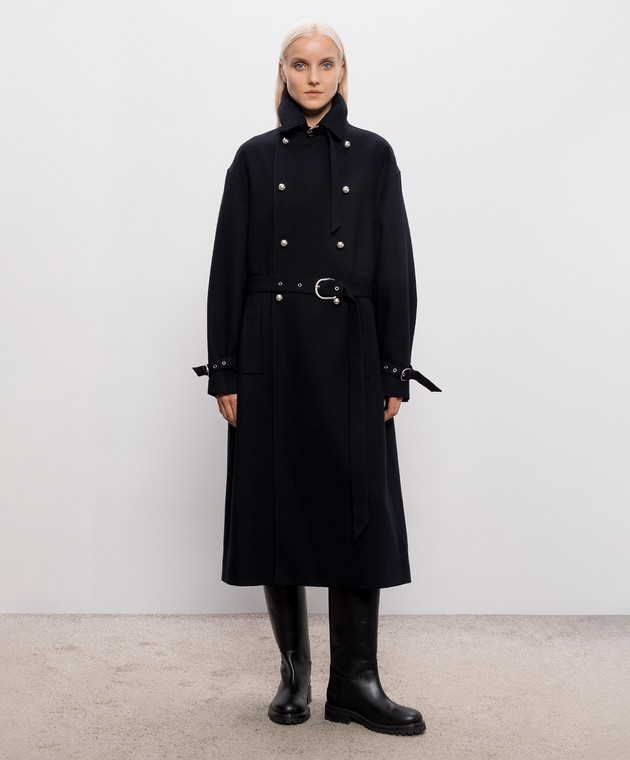 Ann Demeulemeester Черное двубортное пальто Maira из шерсти B0014250FA207 изображение 3