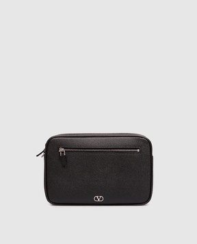Valentino Черный кожаный клатч с эмблемой 9Y2P0AN8UAG