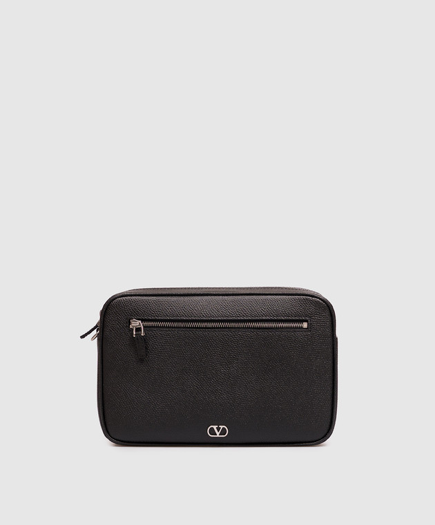 Valentino Черный кожаный клатч с эмблемой 9Y2P0AN8UAG