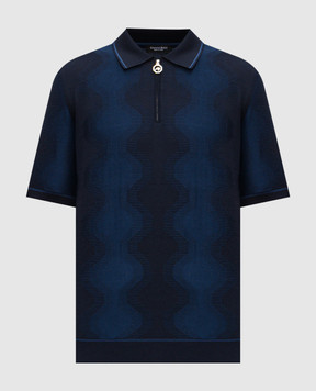 Stefano Ricci Синее поло с шелком в узор K818105P31F26171