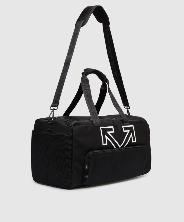 Off-White Чорна дорожня сумка з принтом емблеми OMNL027C99FAB001 зображення 3