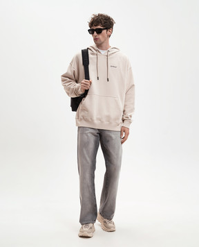 Off-White Бежево худи с эмблемой Half Arrow 44MBB085S26F00A