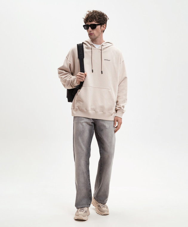 Off-White Бежеве худі з емблемою Half Arrow 44MBB085S26F00A зображення 2