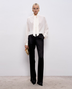 Tom Ford Черные брюки из шелка с лампасами PAW678FAX1669