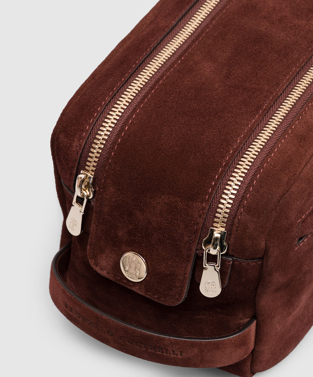 Brunello Cucinelli Коричневий замшевий несесер MWSFBU334 зображення 3
