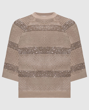 Brunello Cucinelli Бежевый топ с пайетками M58772800