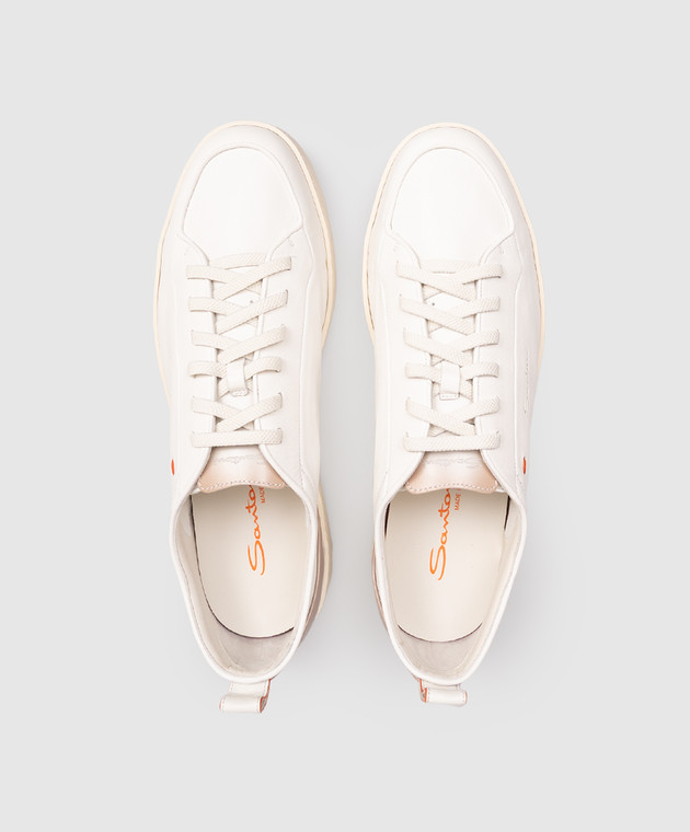 Santoni Білі шкіряні кросівки MBNO22184TIRTFRI зображення 4