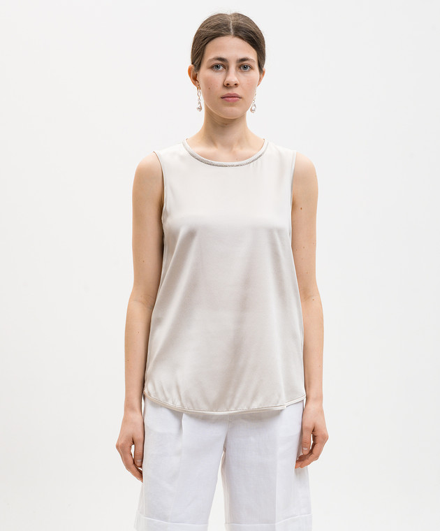 Peserico Топ из шелка бежевого цвета E08893D02372 изображение 3