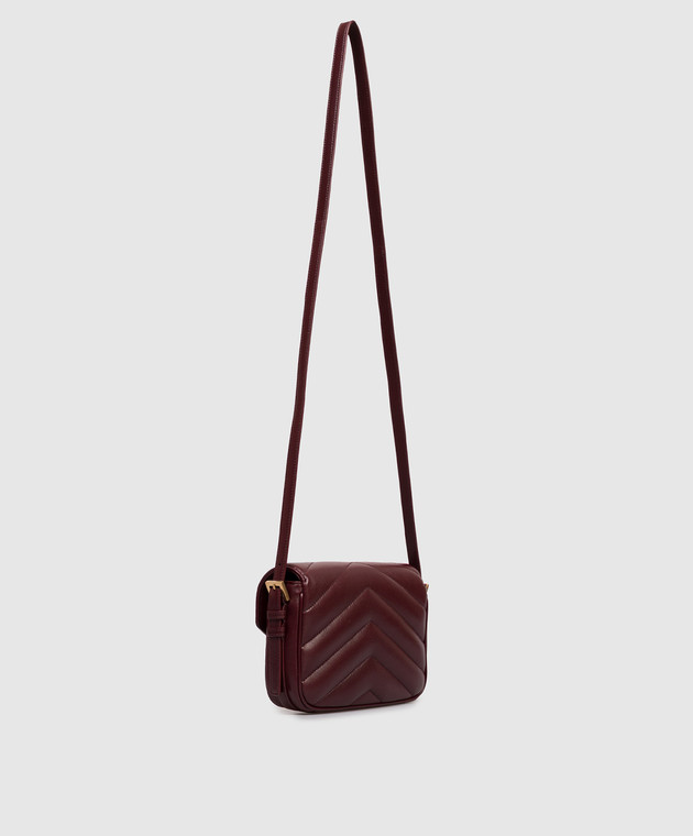 Saint Laurent Бордовая кожаная сумка кросс-боди LOULOU 873156AAEAX изображение 3