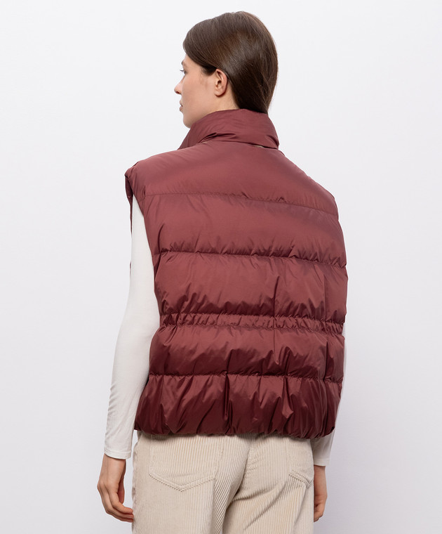 Brunello Cucinelli Бордовый стеганый пуховой жилет MD5987612P изображение 4