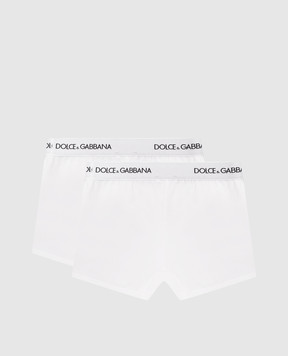 Dolce&Gabbana Дитячий набір білих трусів-боксерів з контрастним логотипом L4J701ON00G