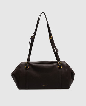 Gianni Chiarini Коричнева шкіряна сумка-тоут TERRY з логотипом BS12231COMMGRN