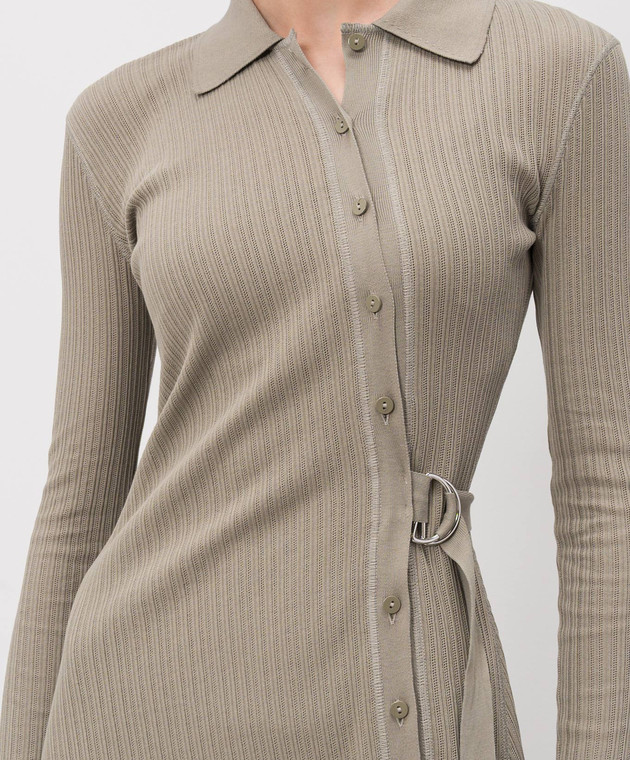 Max & Co Платье-рубашка GETTITO в рубчик цвета хаки MCOGETTITO изображение 5