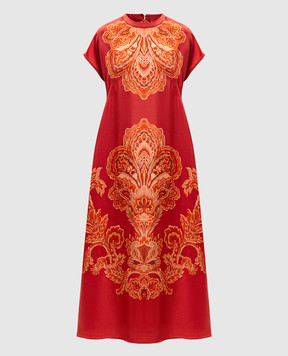 Momoni Червона сукня міді JAVIER із шовку MODR007MO02