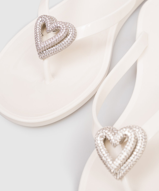 Mach&Mach Белые шлепанцы Double Heart S088805GUM изображение 5