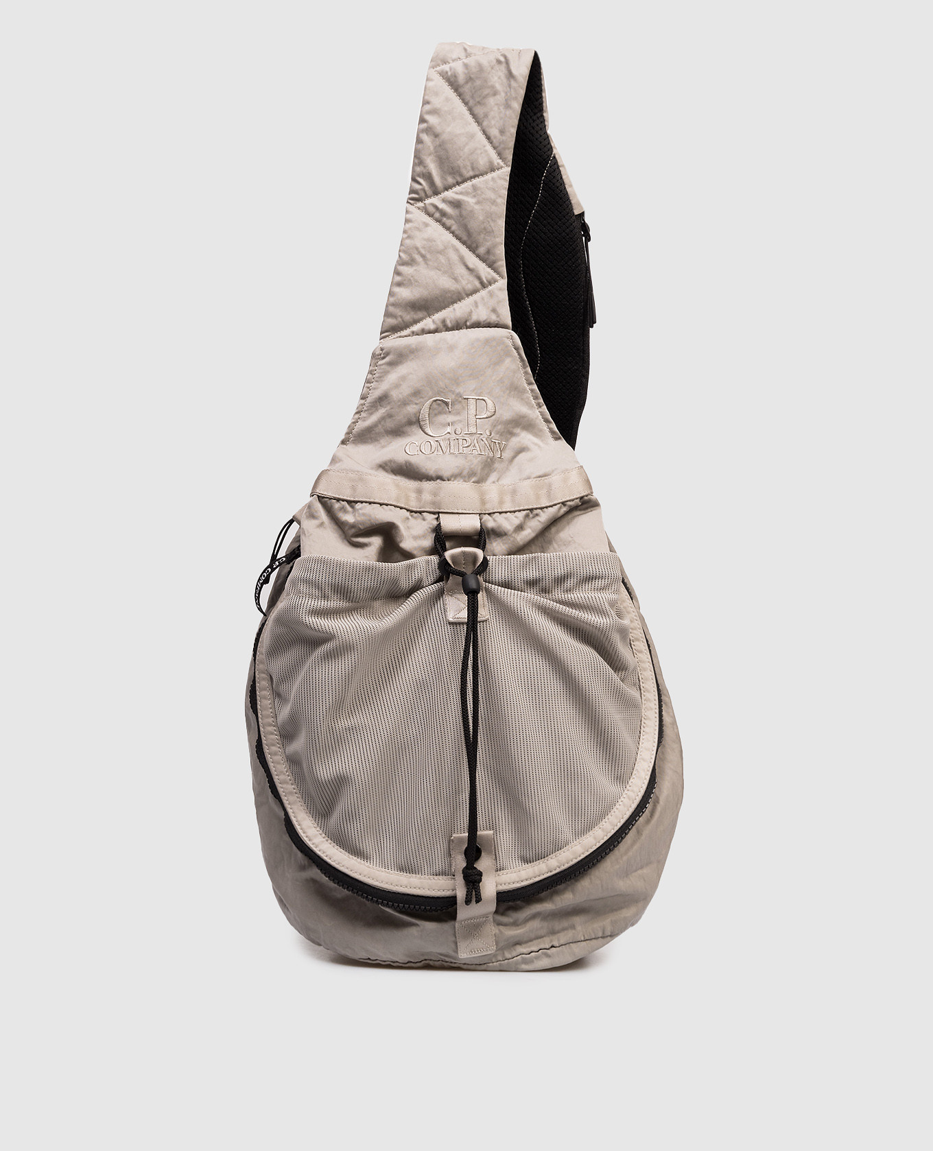 Детская серая сумка-слинг с вышивкой логотипа