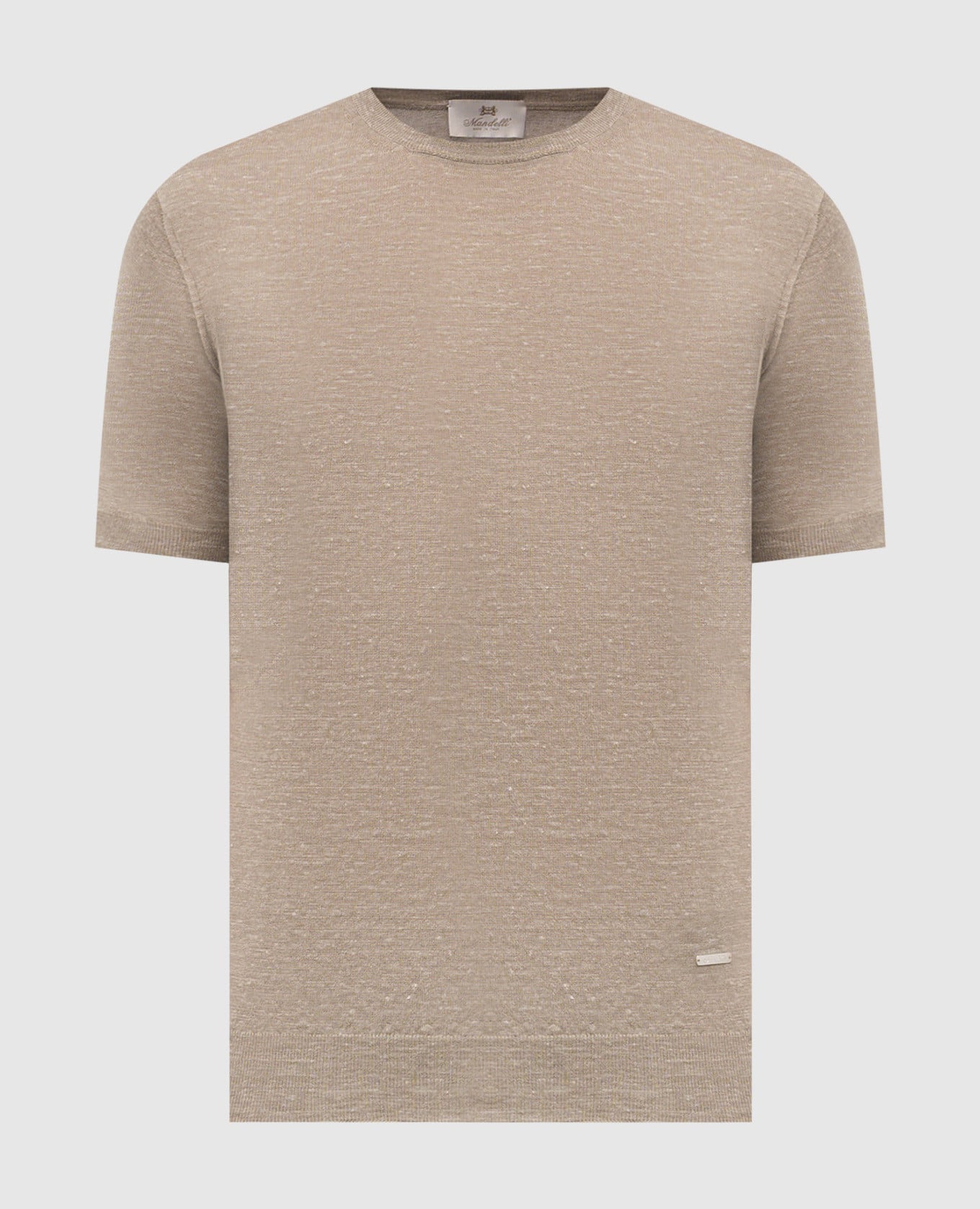 Бежевая футболка с кашемиром, шелком и коноплями