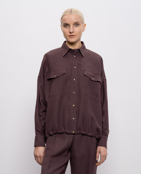 Brunello Cucinelli Бордова сорочка з льоном MH126NE416