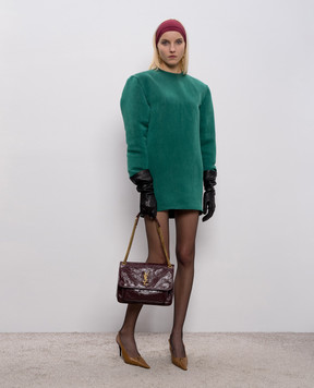 Saint Laurent Бордовая кожаная глянцевая сумка NIKI 6331840EN07