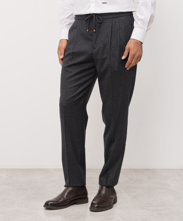 Brunello Cucinelli Темно-сірі штани з вовни ME226E1710 зображення 3