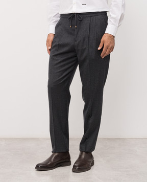 Brunello Cucinelli Темно-серые брюки из шерсти ME226E1710