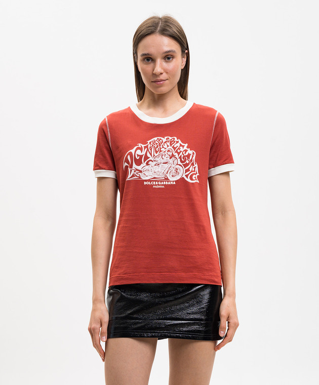 Dolce&Gabbana Красная футболка с принтом F8W12TGDDMW изображение 3