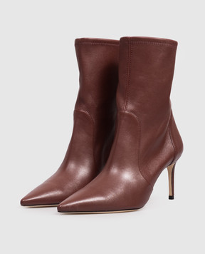 Stuart Weitzman Бордовые кожаные ботильоны POWER SJ974